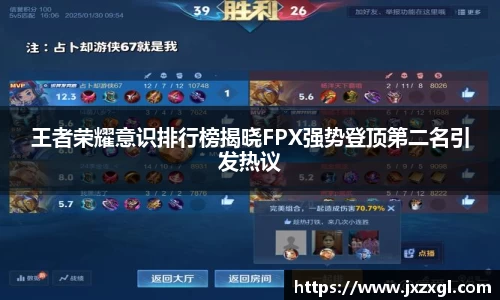 王者荣耀意识排行榜揭晓FPX强势登顶第二名引发热议